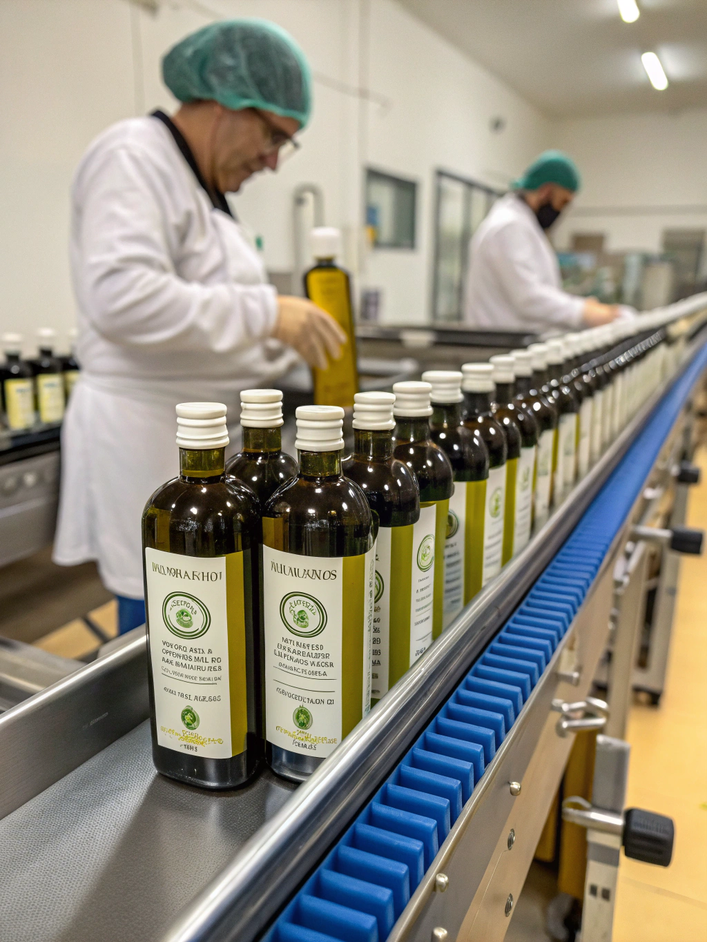 Small-batch cold-press bottling and hand-labeling in an artisanal Cape Town workshop